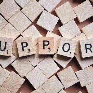 The word Support using wooden scrabble blocks