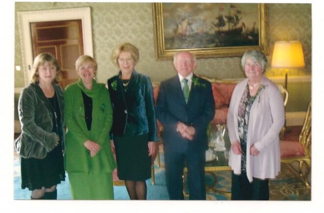 Group of people at the Aras Reception on St. Patricks day 2012 with the President Of Ireland