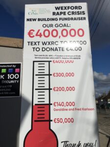 Sign with Thermometer for Donation Amount towards the new Wexford Rape Crisis Building
